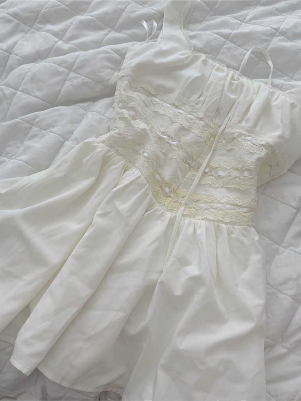 White Lace Trim Peasant Blouse